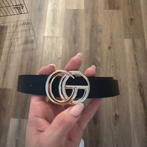 Gucci Black Belt with Gold GG Buckle
